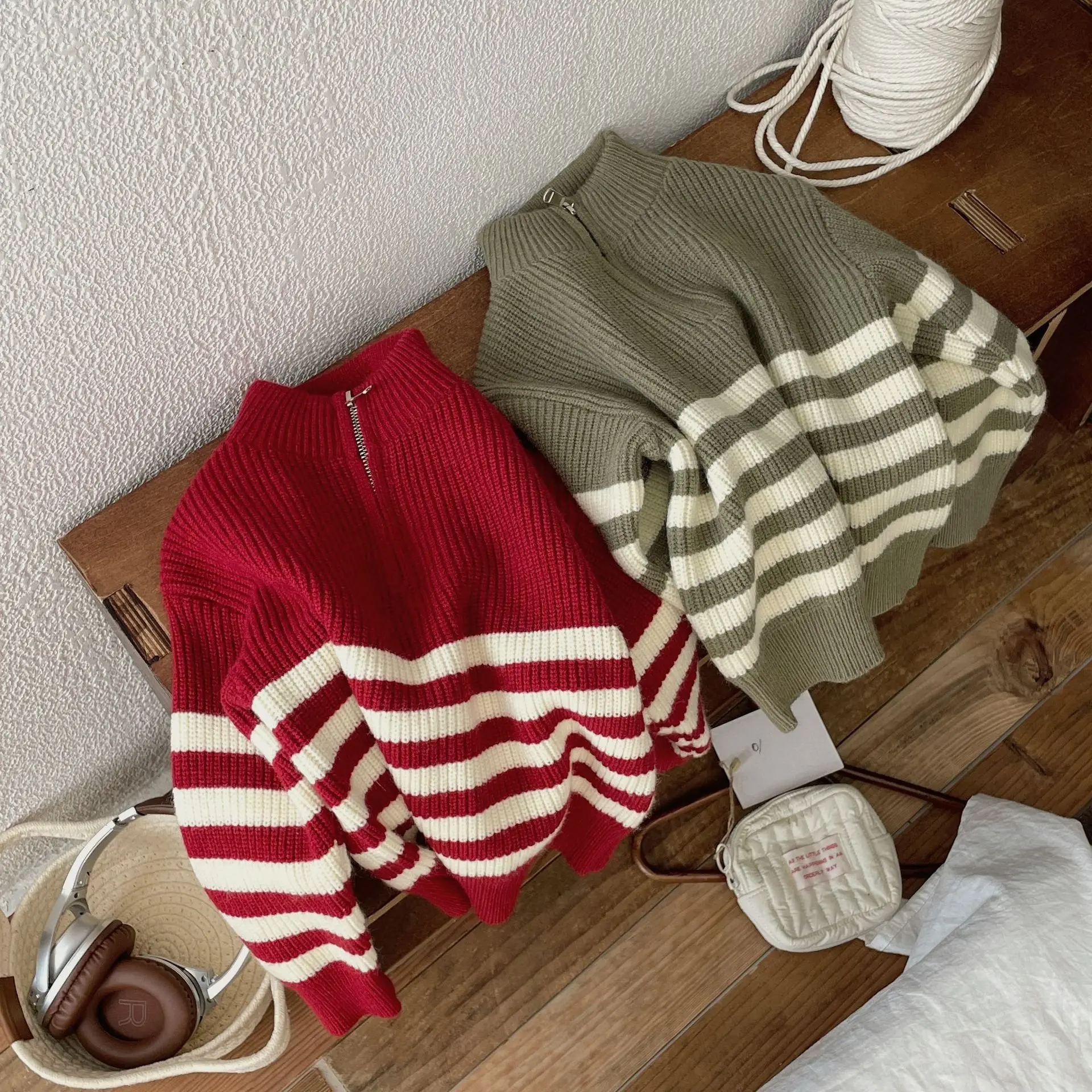 Jersey de rayas manga larga para niños y niñas en otoño