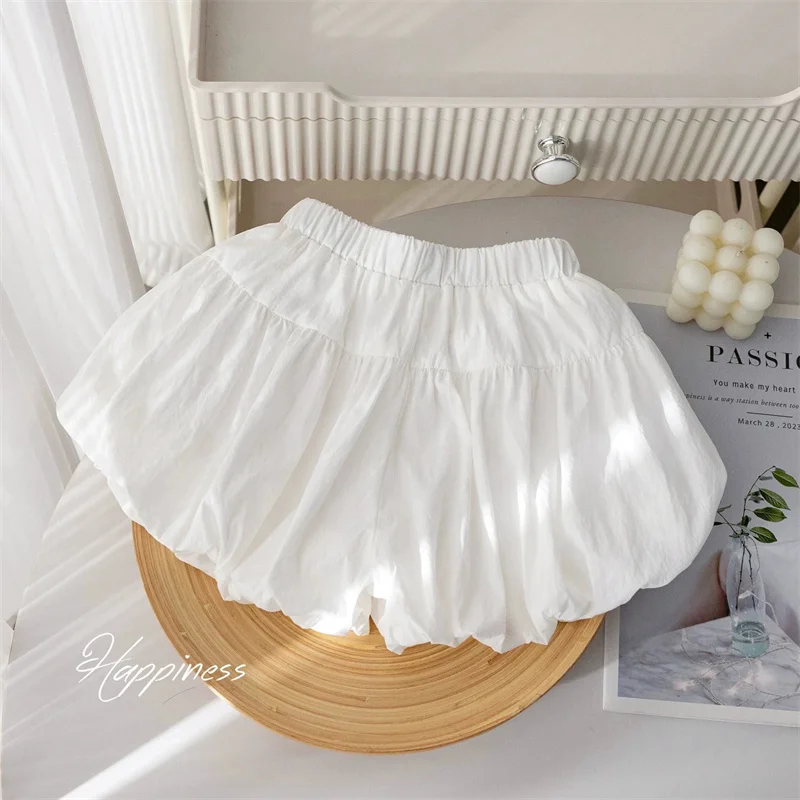 Pantalones cortos con pajarita para niñas – verano liso - imagen 2