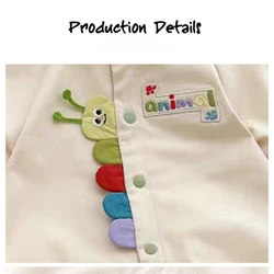 Pelele de oruga a rayas con cuello polo de manga larga unisex