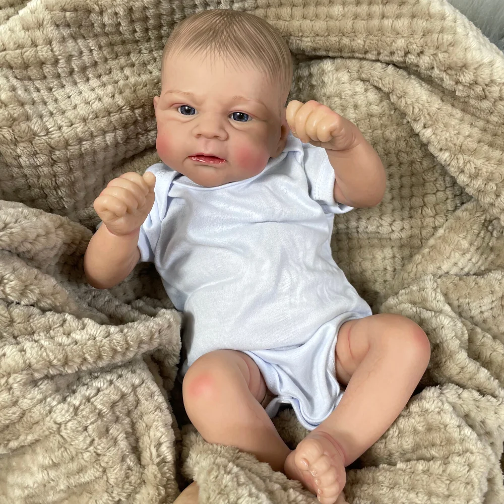Muñeca Reborn Elijah recién nacida con pelo pintado y venas visibles - imagen 2