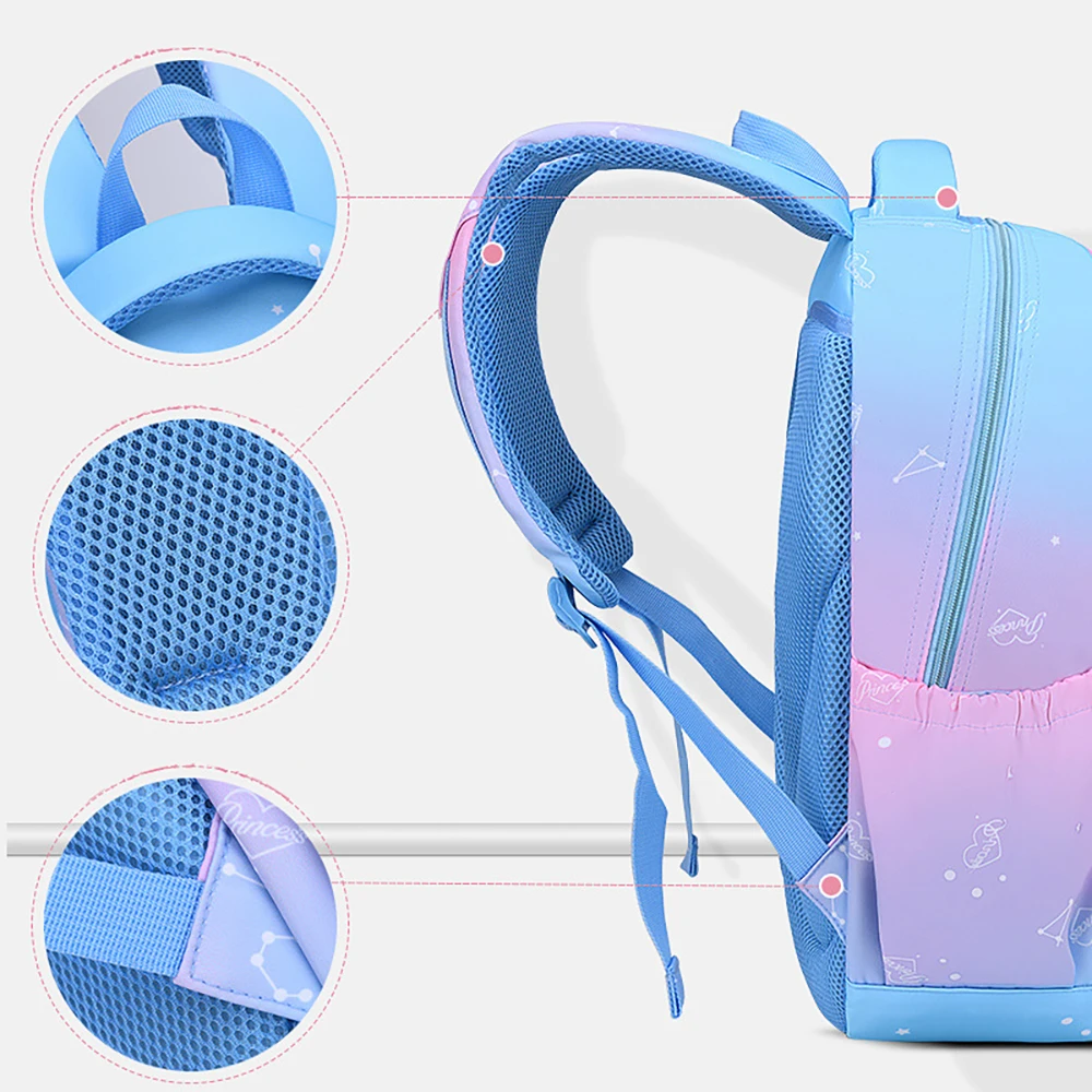 Mochila escolar impermeable de nailon con cielo estrellado para niñas - imagen 4