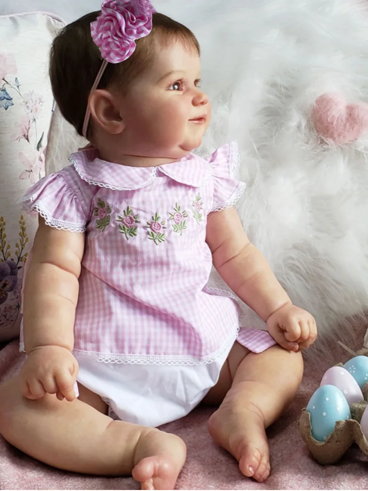 MRB Muñeca Reborn Maddie – Silicone realista ojos azules pelo natural - imagen 2