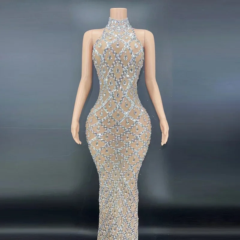 Vestido de maternidad de noche con pedrería brillante para fotos - imagen 2