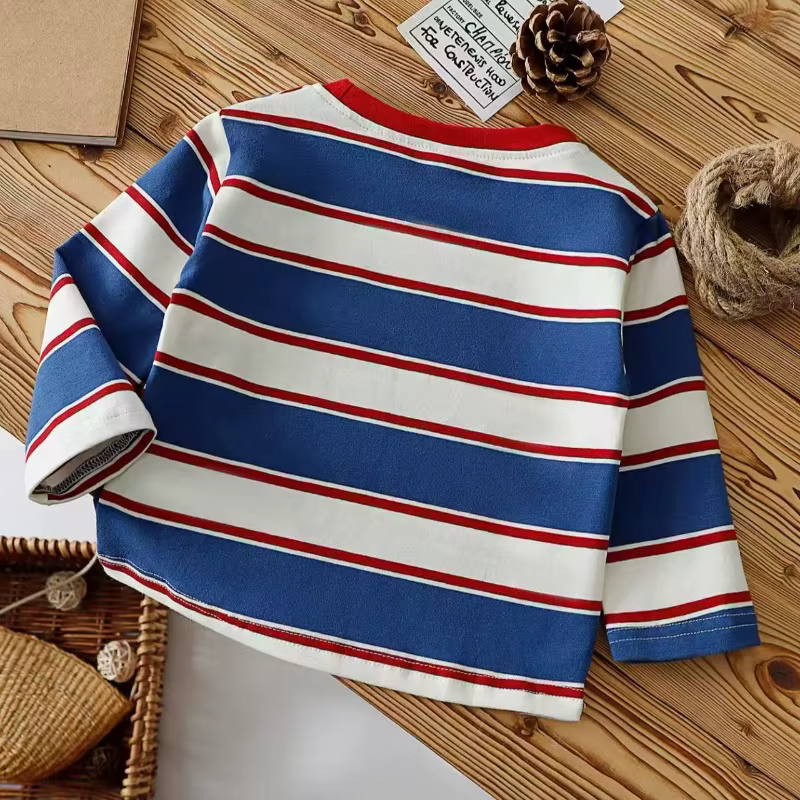 Camiseta manga larga a rayas retro de algodón para niños - imagen 5