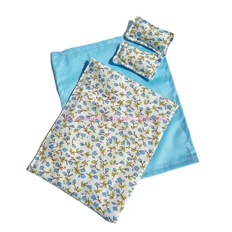 Juego cama a escala 1/12 con edredón y almohada