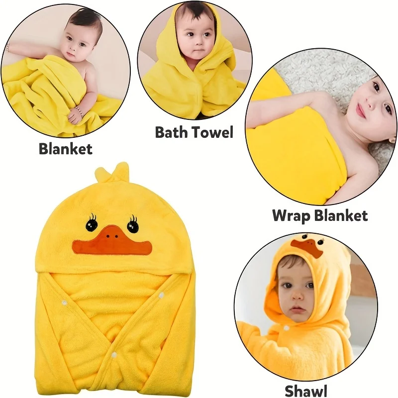 Toalla capucha felpa bebé con estampado pato