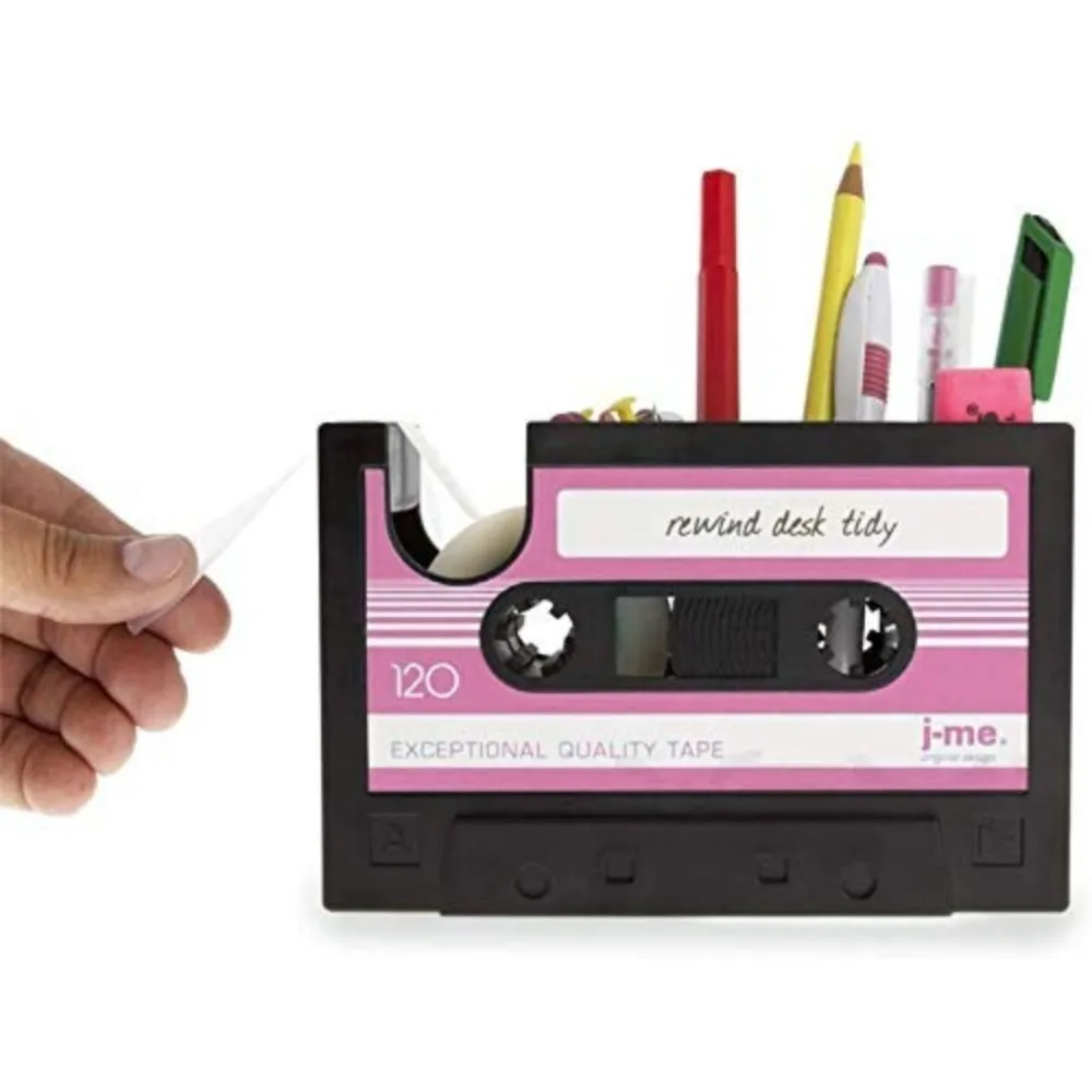Organizador de escritorio vintage con portalápices estilo casete - imagen 3