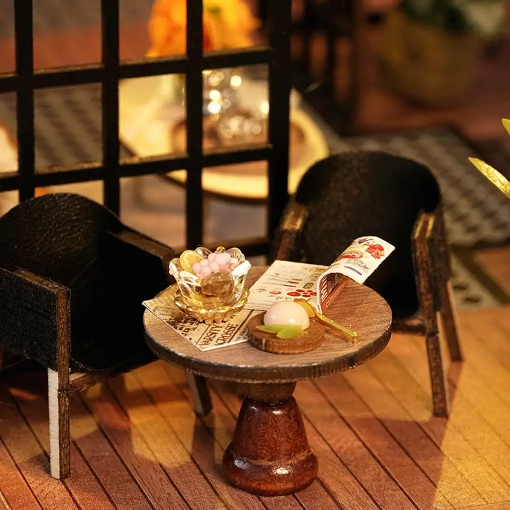 Casa de muñecas miniatura para manualidades con muebles y pilas AAA - imagen 4
