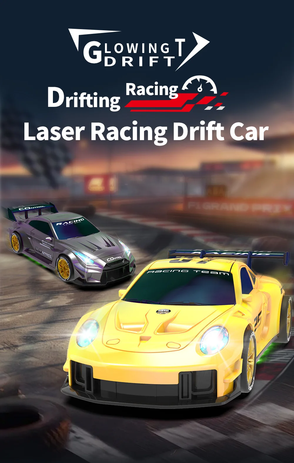 Coche teledirigido JJRC RC Drift Racing con luces LED y diseño deportivo