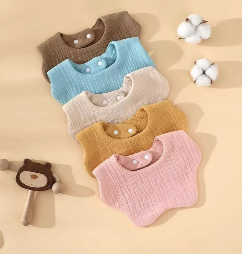 Babero bandana de gasa de algodón suave con cuello de pétalo