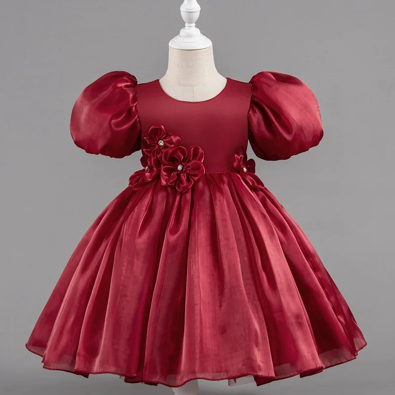 Vestido de bebé tutú con manga burbuja para fiesta elegante - imagen 3