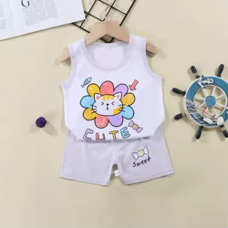 Traje de verano de algodón para niños sin mangas estampado tigre