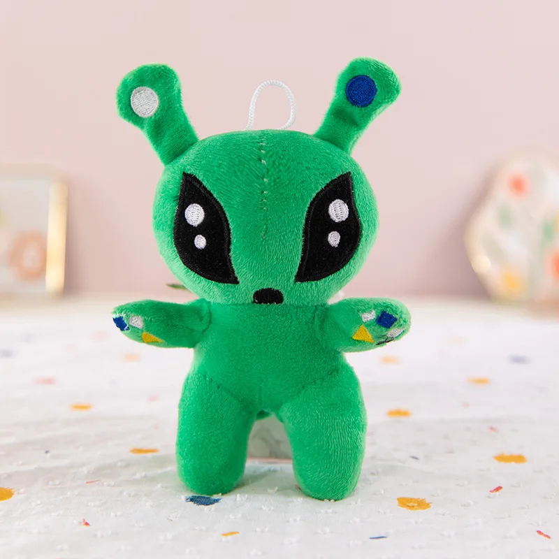 Detalle del pelaje y la cara del peluche alienígena