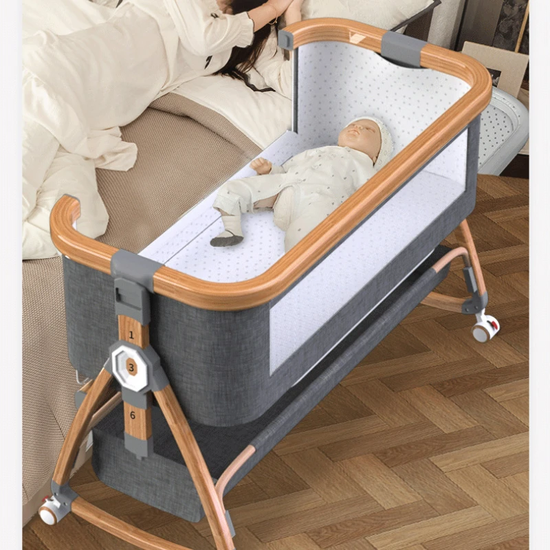 Cuna de bebé en madera con ruedas silenciosas y altura ajustable - imagen 2