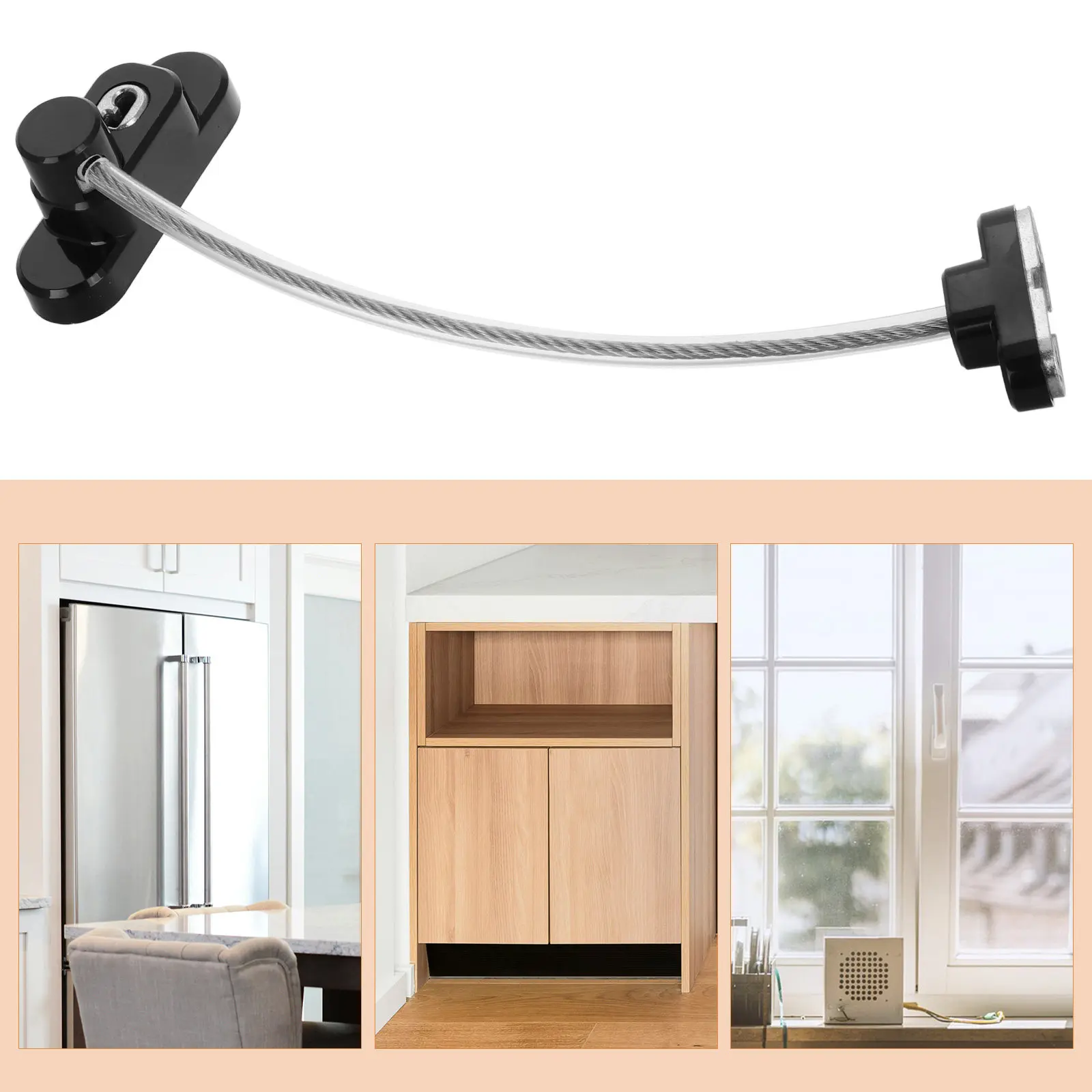 Cerradura de ventana infantil con cadena antirrobo ajustable - imagen 2