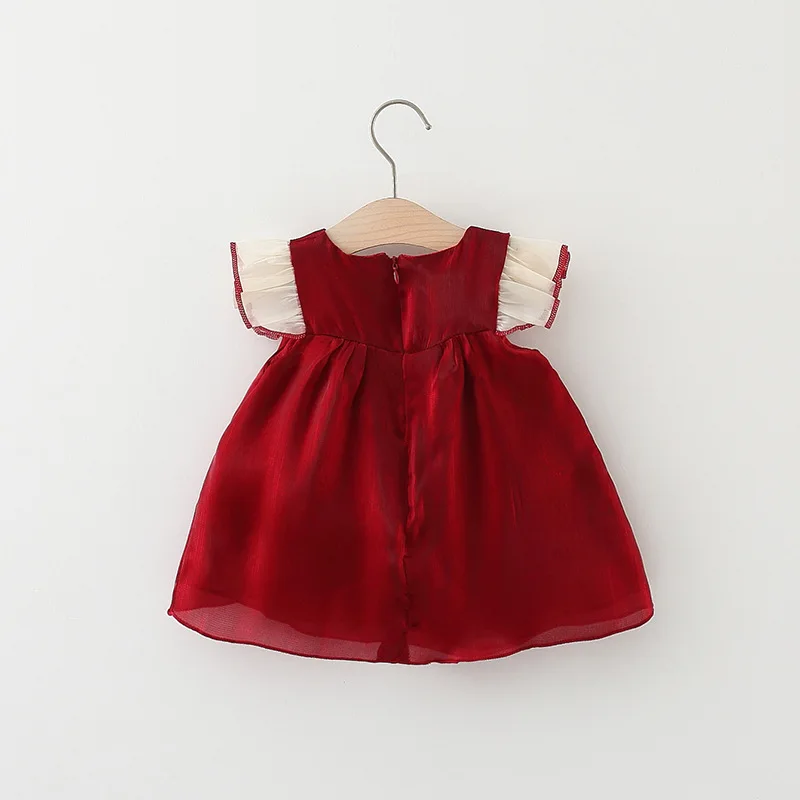 Vestido rojo sin mangas con lazo para niña verano - imagen 3