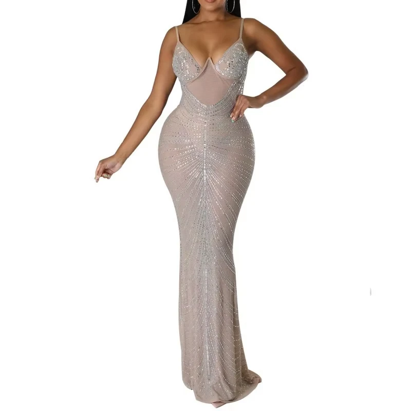 Vestido de maternidad sin mangas con pedrería para fotos estilo diosa - imagen 5