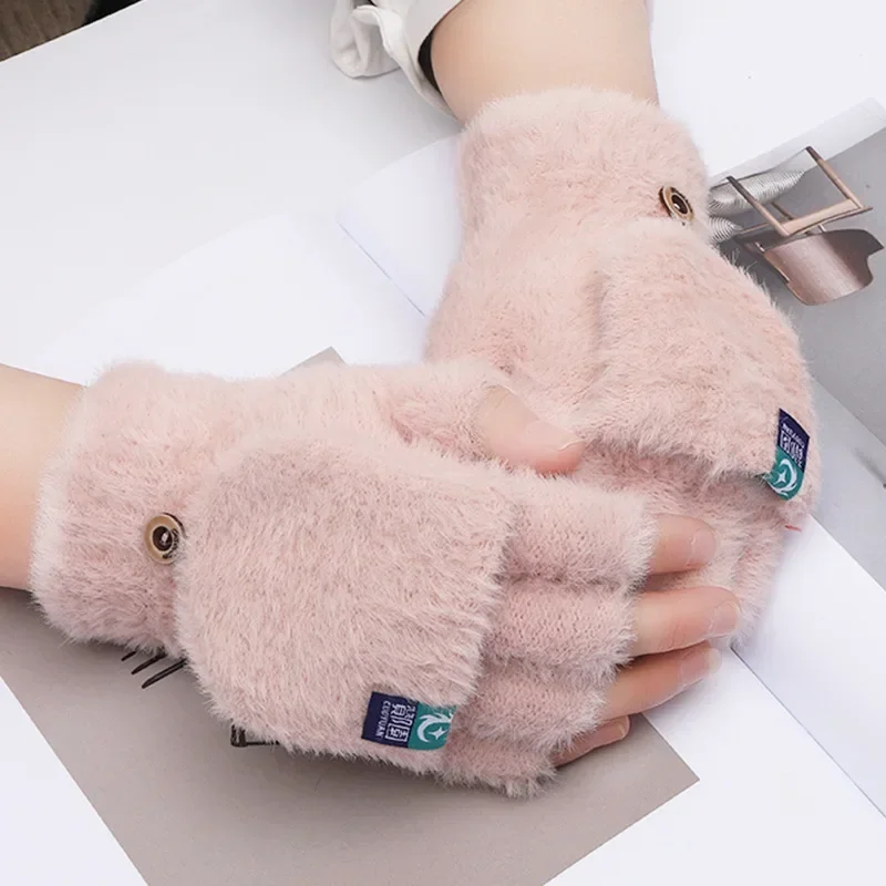Guantes de felpa sin dedos para estudiantes, cálidos y gruesos - imagen 3