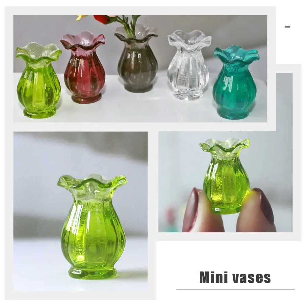 Mini jarrones para casa de muñecas: resina y cristal - imagen 2