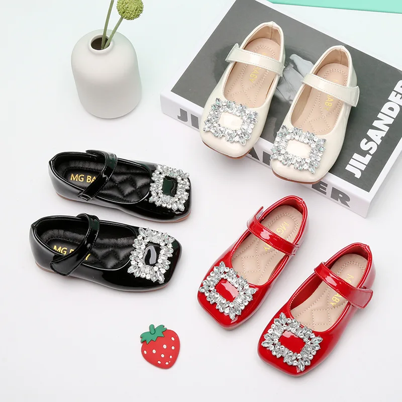 Zapatos planos de cuero con diamantes para niña – Fiesta rojo y negro - imagen 4
