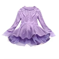 Vestido de punto con falda de tul para niña