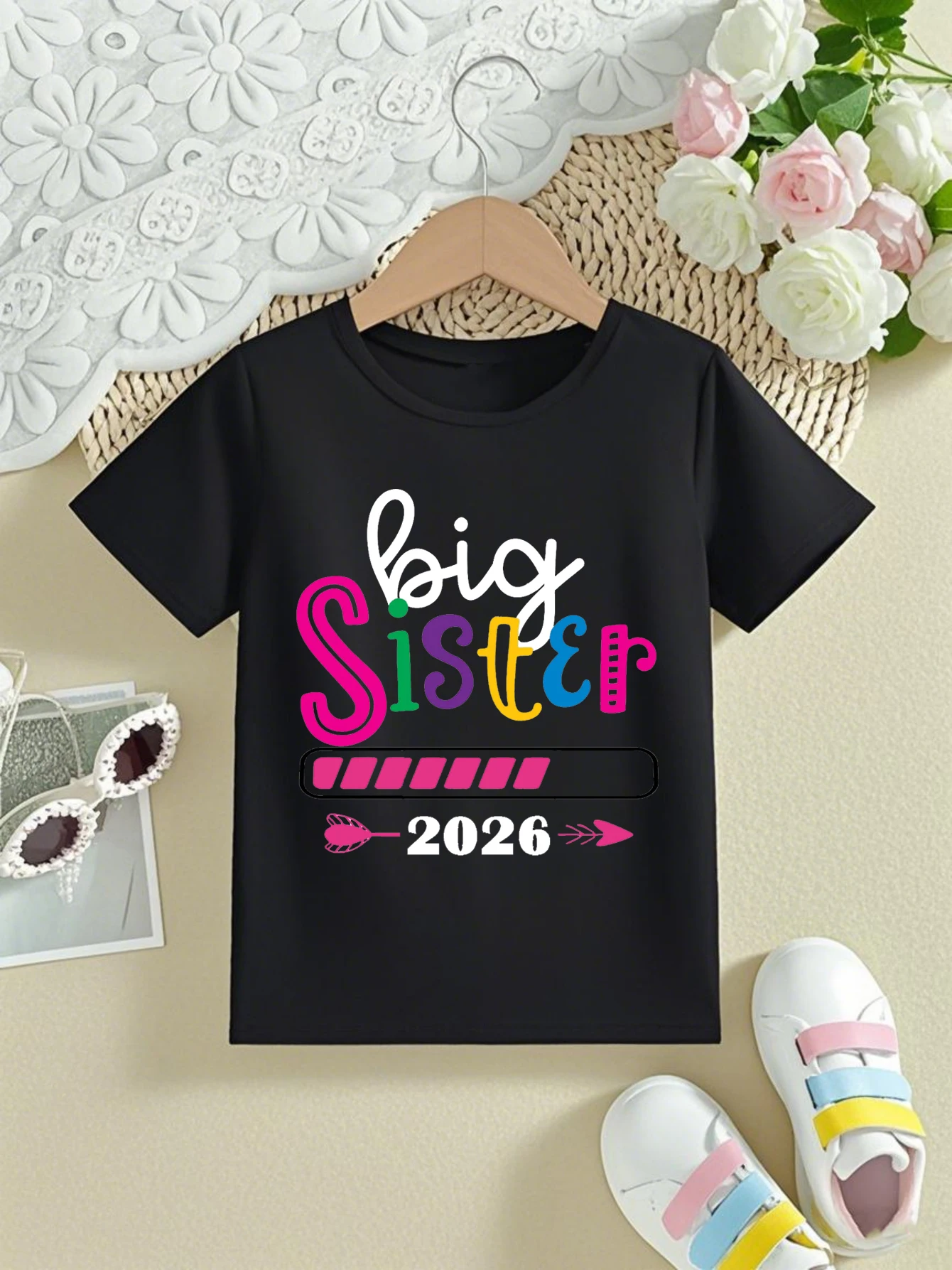 Camiseta bebé para anuncio embarazo hermana mayor con estampado - imagen 2