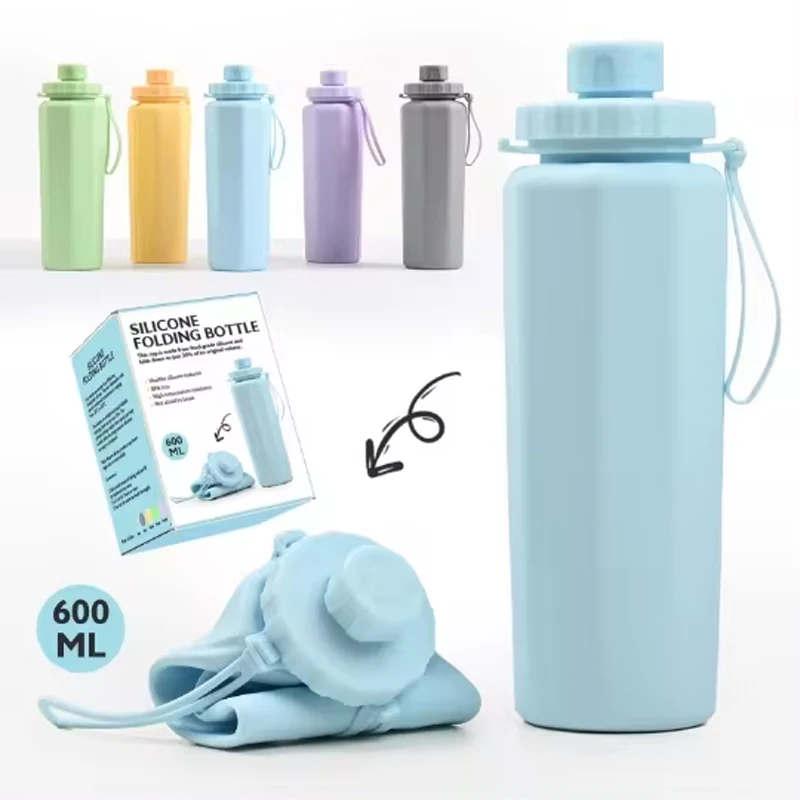 Botella de agua pliable de silicona 600 ml para niños – Resistente y ligera - imagen 2