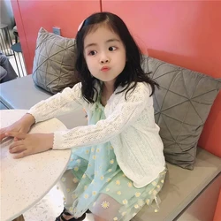 Cardigan de algodón fino con protección solar para bebé niña