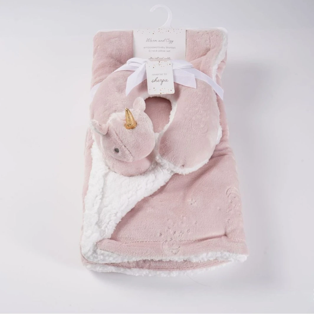 Manta de franela con almohada en forma de U, vista general