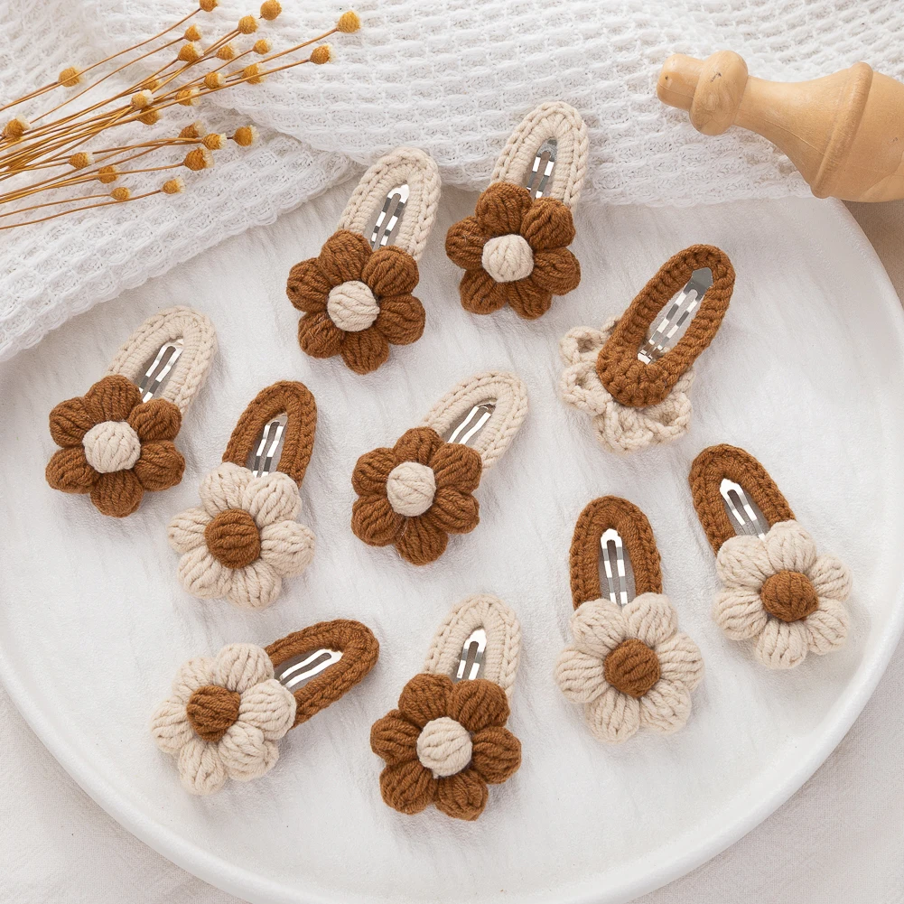Pinzas para el pelo girasol hechas a mano niñas ganchillo lazos