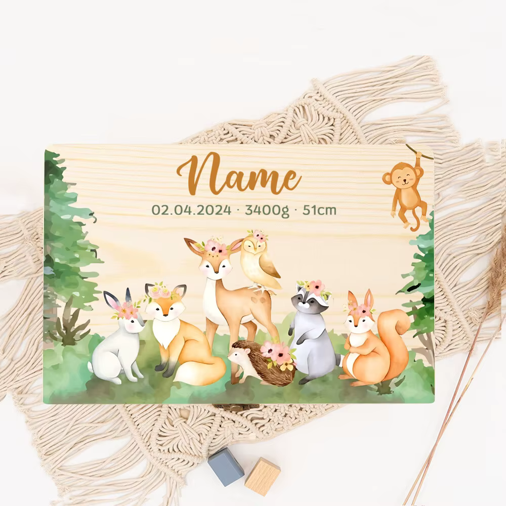 Caja de memoria para bebés con diseño de animales de la selva