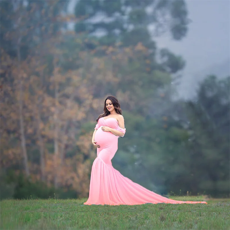 Vestido de maternidad de gasa para sesión de fotos de embarazo - imagen 3