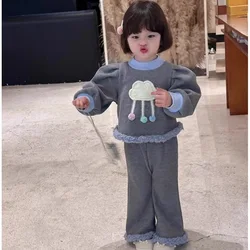 Conjunto de invierno acolchado para niñas: sudadera y pantalón largo