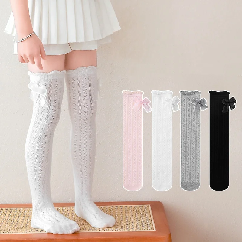 Calcetines altos finos de algodón para niñas con malla princesa - imagen 3