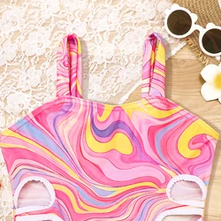 Traje de baño recortado veraniego para niña estilo surf
