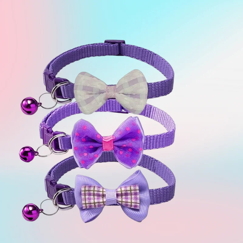 Collar para mascotas ajustable con campana y lazo colorido - imagen 4