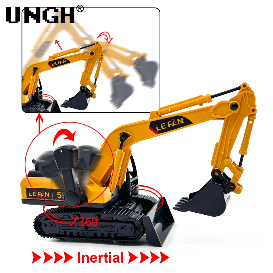 UNGH Camión de Juguete con Grúa y Excavadora – Vehículo de Ingeniería para Niños - imagen 3