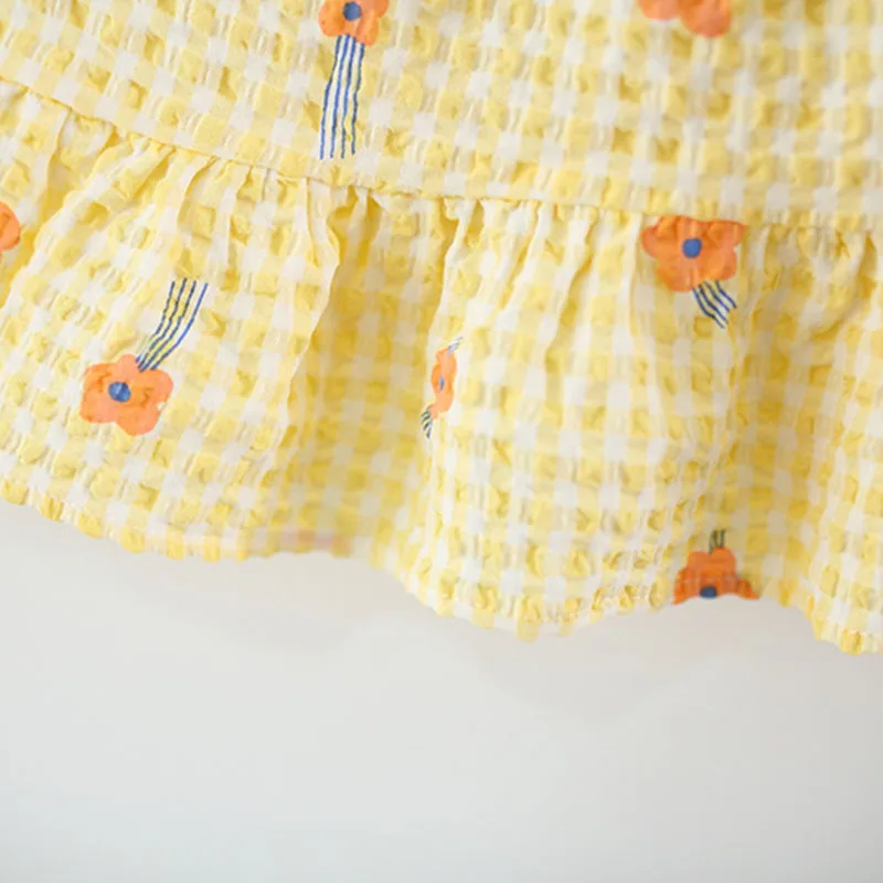 Vestido de algodón con estampado a cuadros y flores para bebé - imagen 2