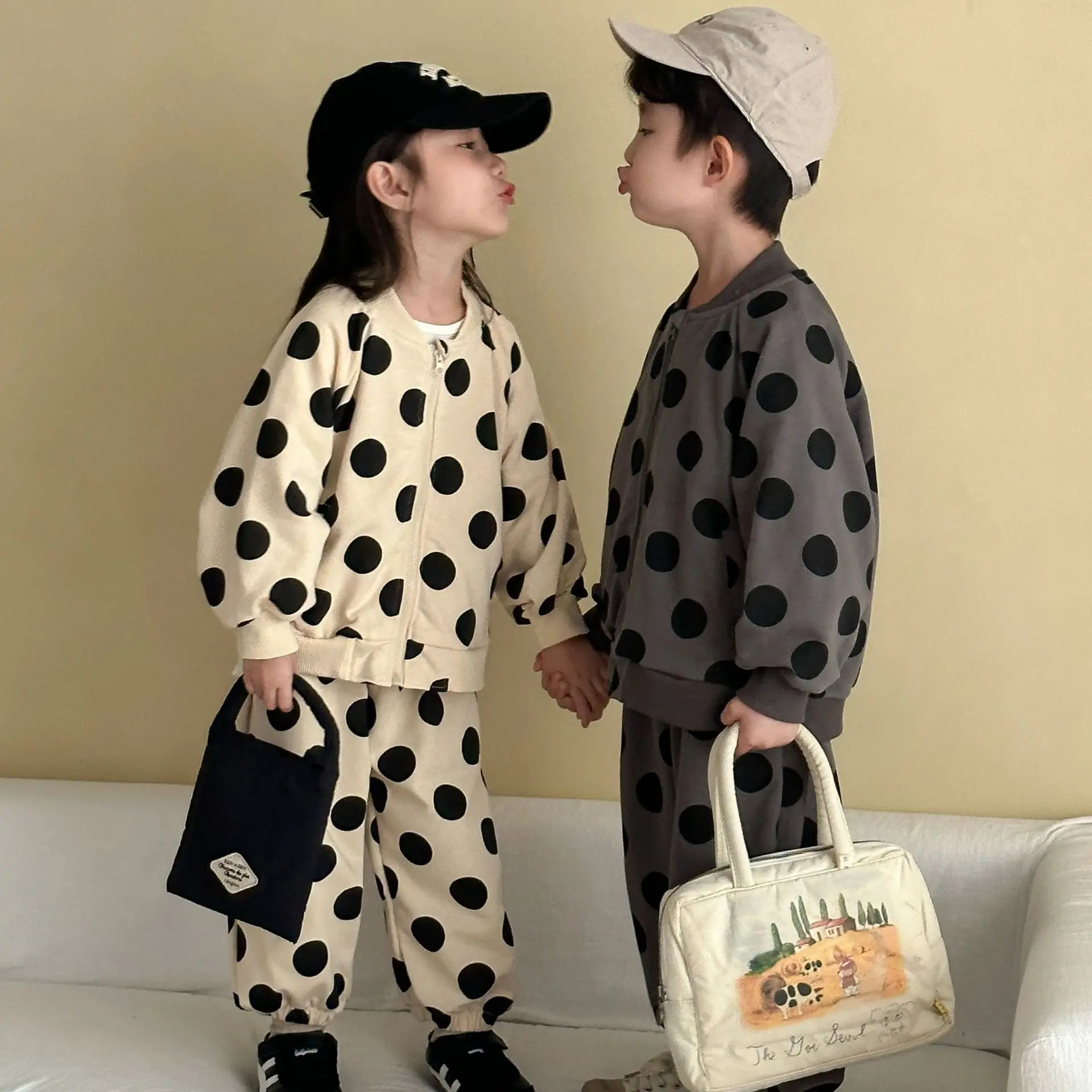 Conjunto bebé niña otoño: suéter lunares, camisa y pantalón algodón - imagen 3