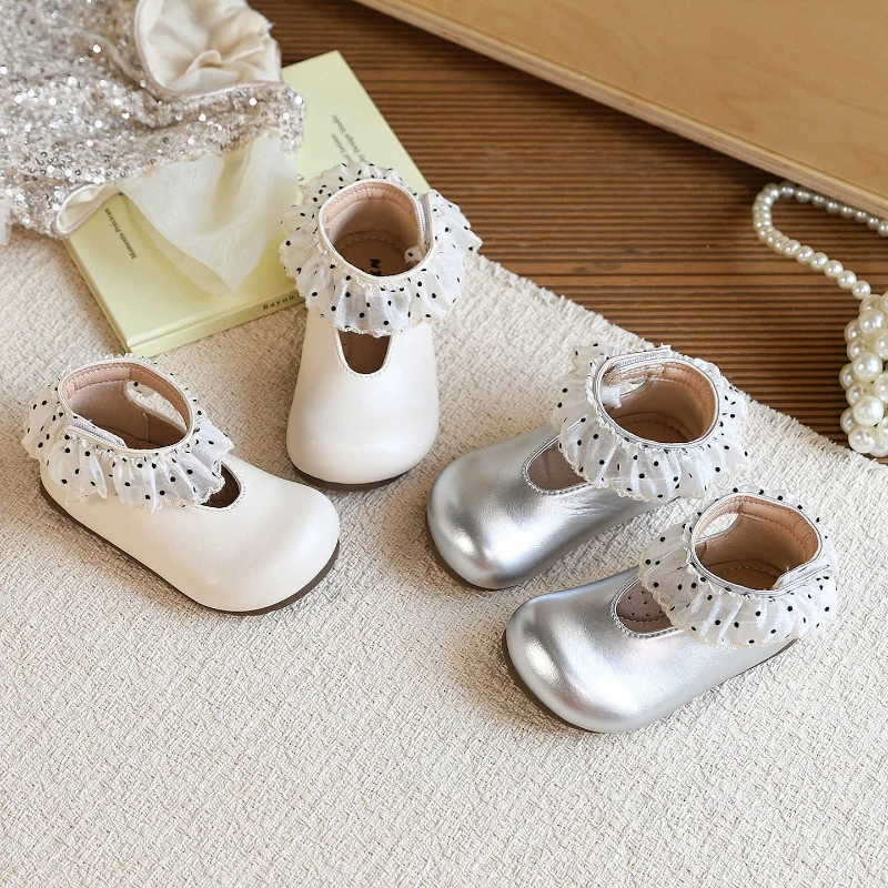 Zapatos de cuero retro para niña – Estilo princesa con puntos