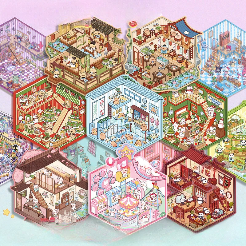 Pegatinas 3D kawaii de paisajes para niños - Miniaturas apilables - imagen 2