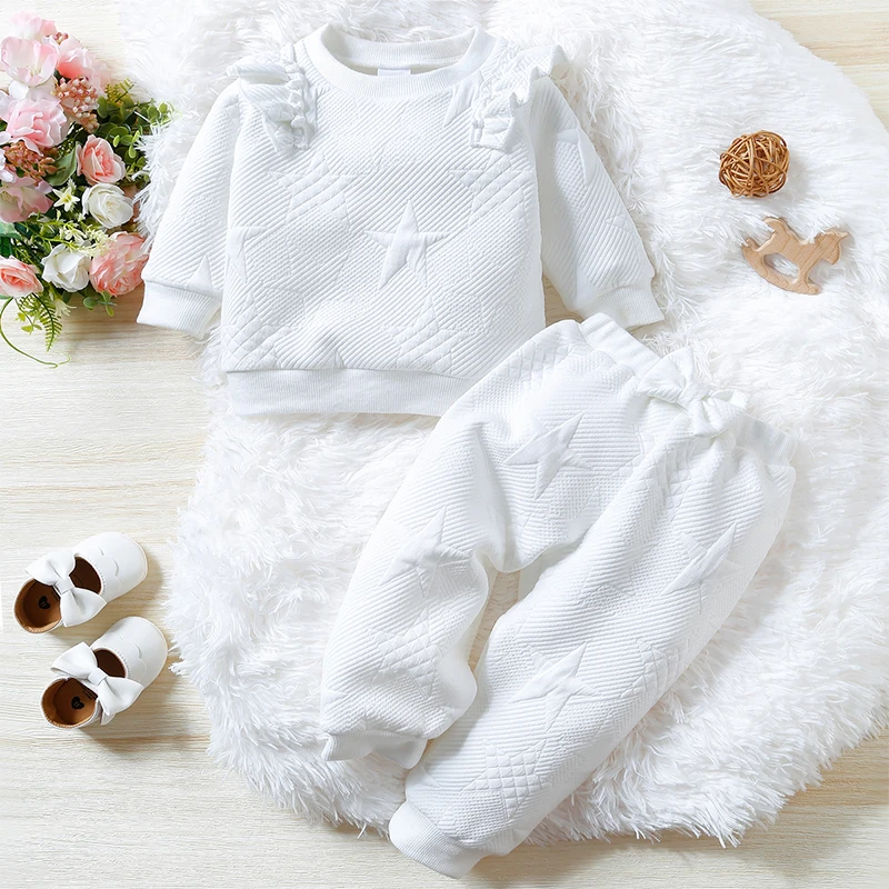 Conjunto otoño-invierno para niñas con lazo y estrella - blanco - imagen 4