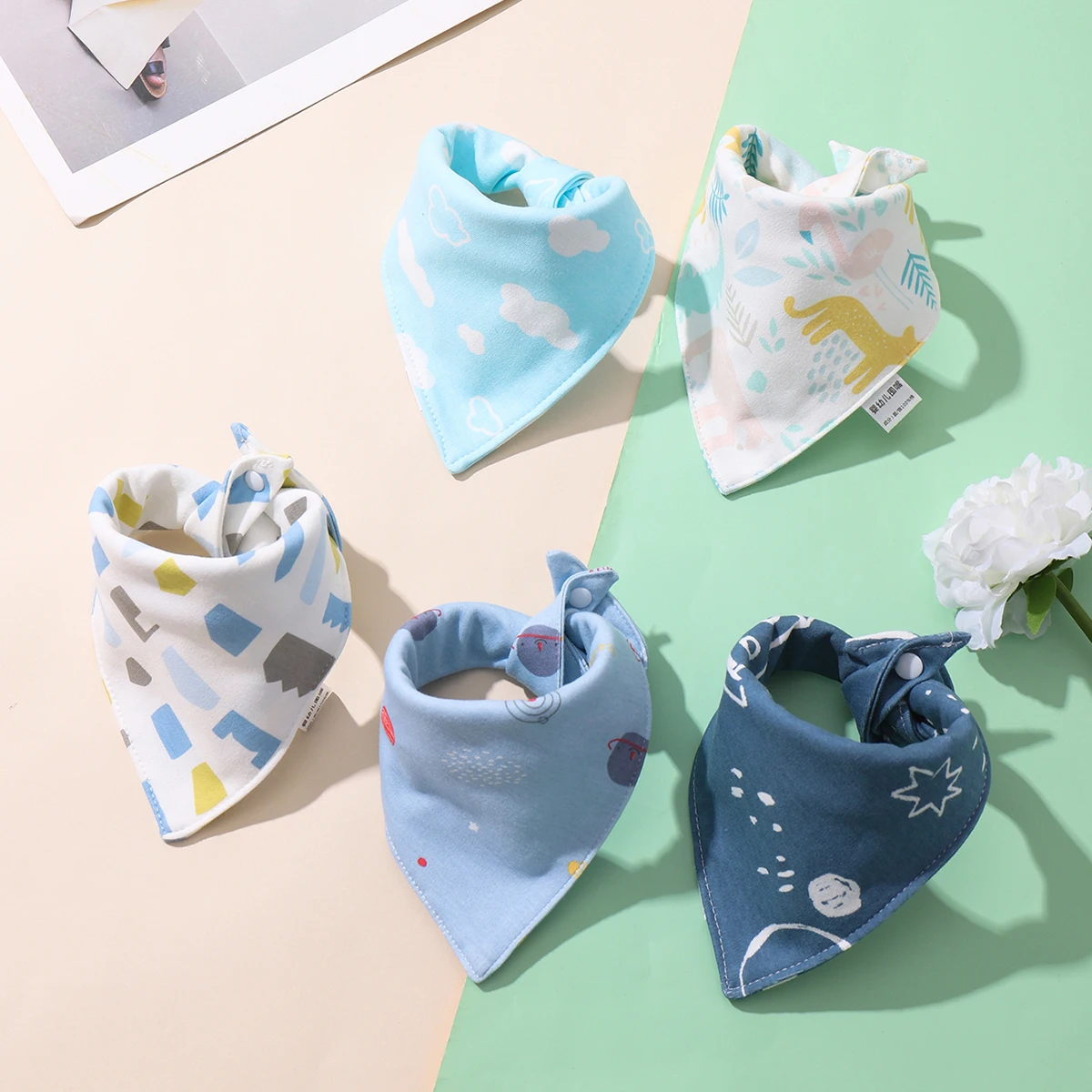 Babero bandana impermeable de algodón – Suave y absorbente - imagen 3