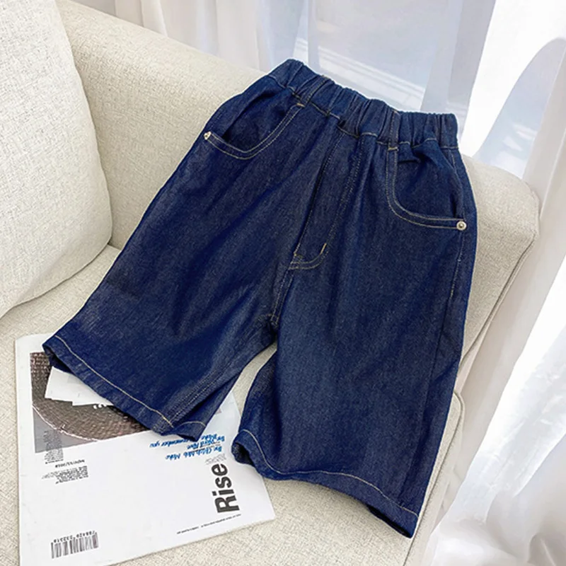 Pantalones cortos de mezclilla infantiles de algodón finos veraniegos