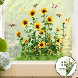 Pegatinas para ventanas estáticas reutilizables girasoles y abejas