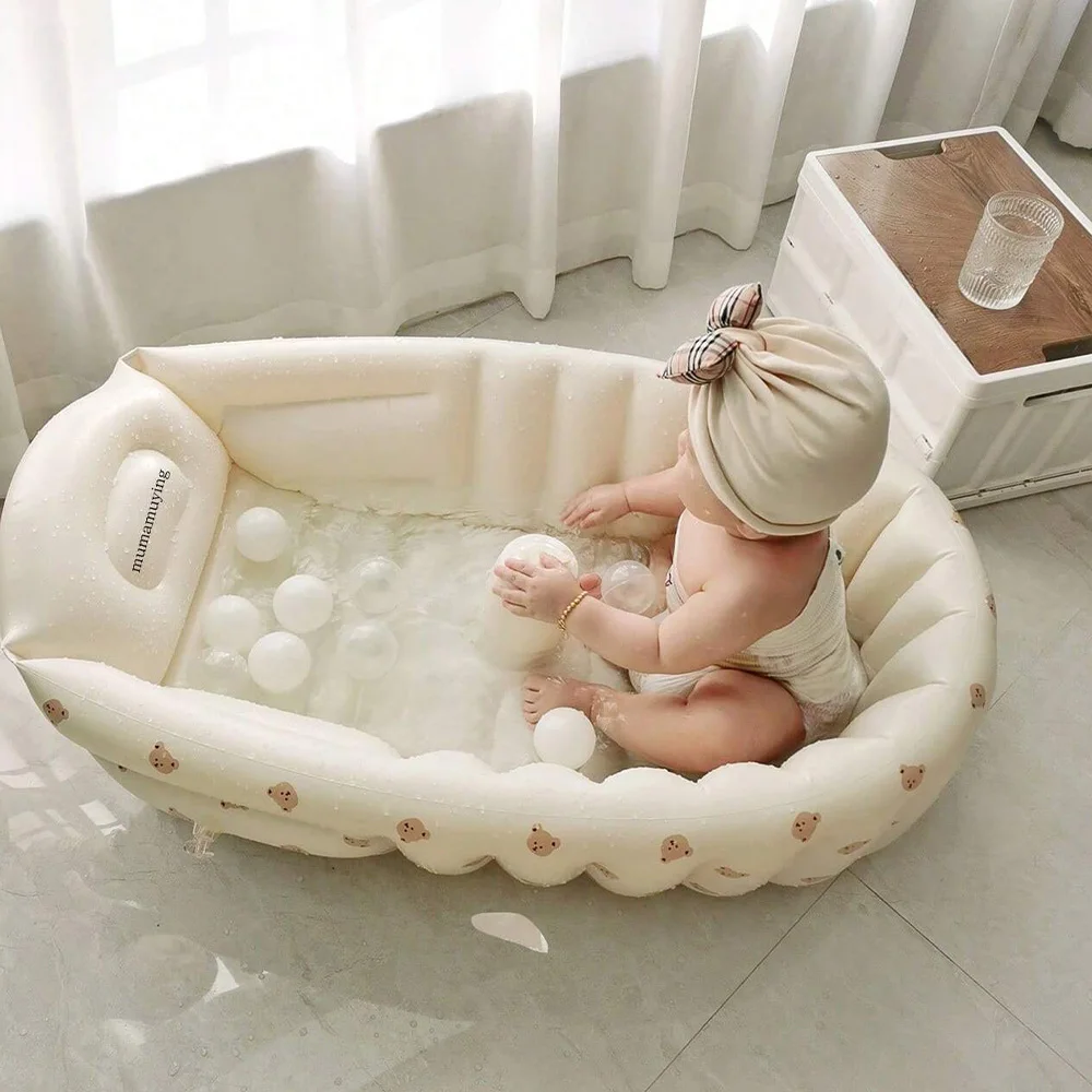 Bañera inflable para bebé con respaldo y asiento portátil