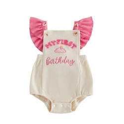 Mono de bebé niña sin mangas bordado letras tartita verano cumpleaños