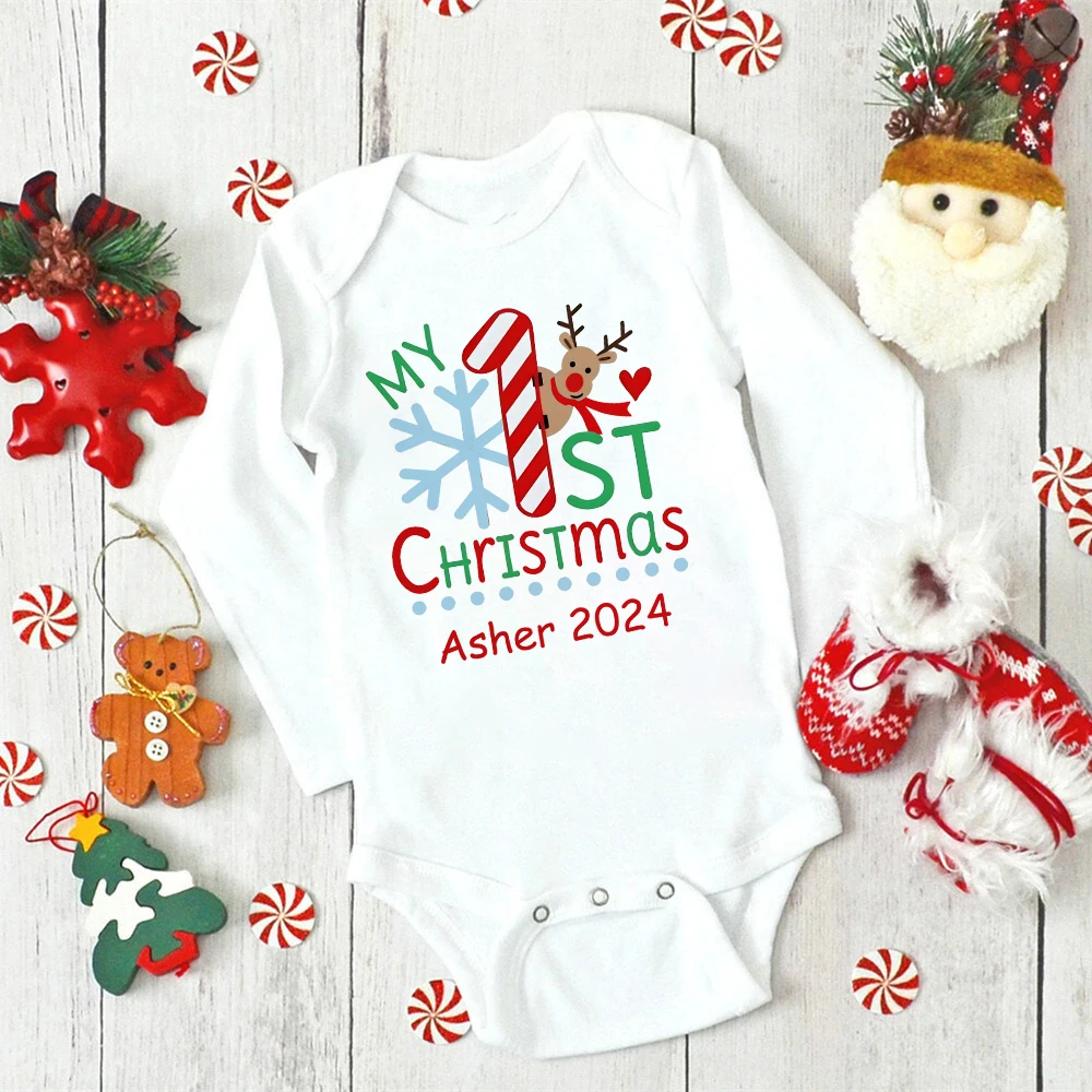 Mameluco recién nacido My 1st Christmas con estampado de ciervos - imagen 2