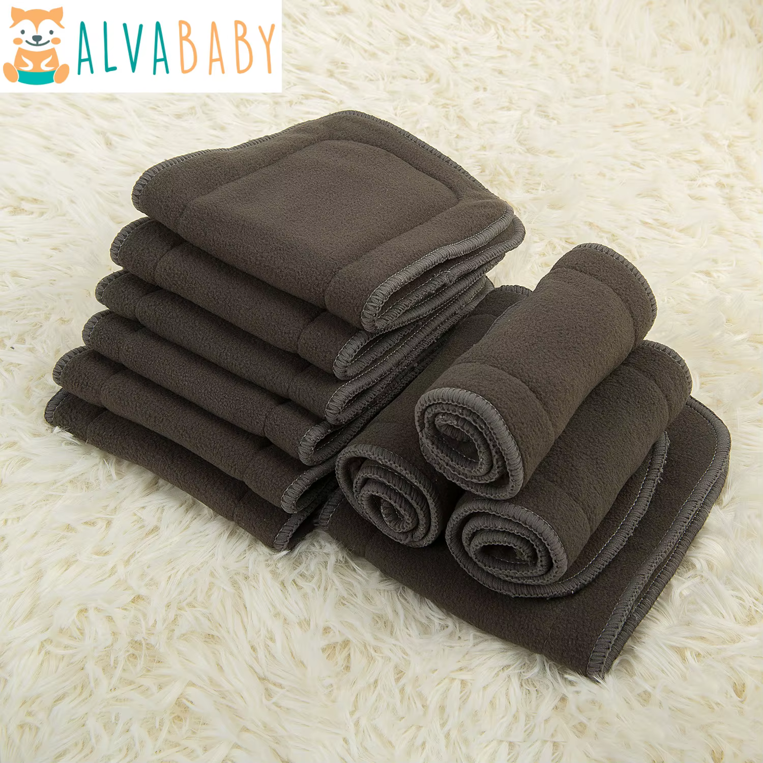 ALVABABY Insertos pañal tela Bambú carbón 5 capas absorbentes