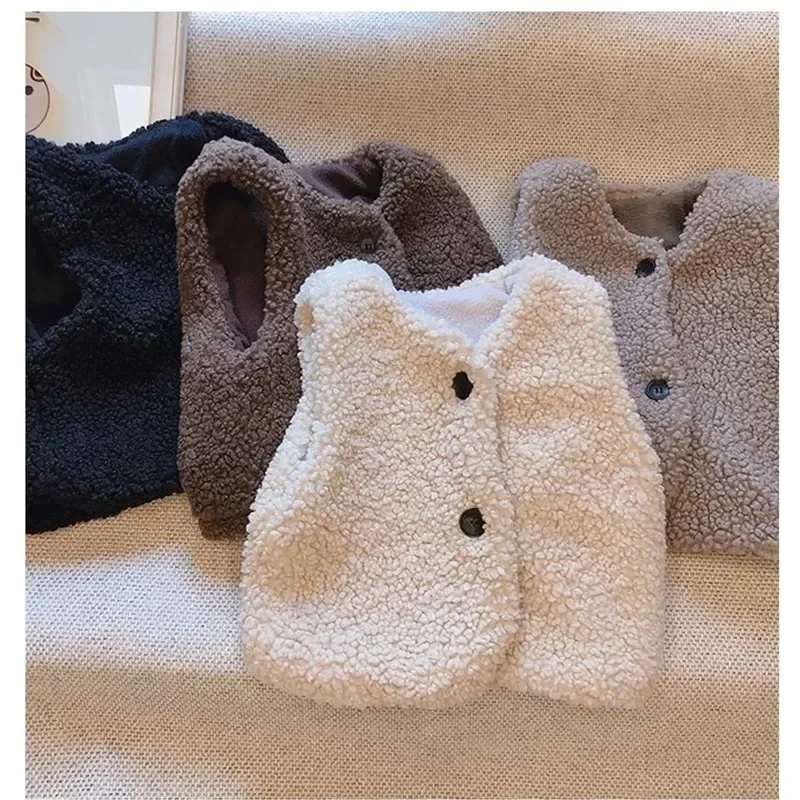 Chaleco de terciopelo con cuello en V cálido para niños y niñas - imagen 2
